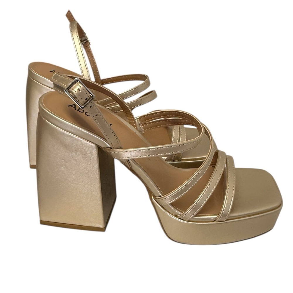 Abound Gold Metallic Strappy Platform Block Heel Sandals NEW IN BOX Women's 8.5M